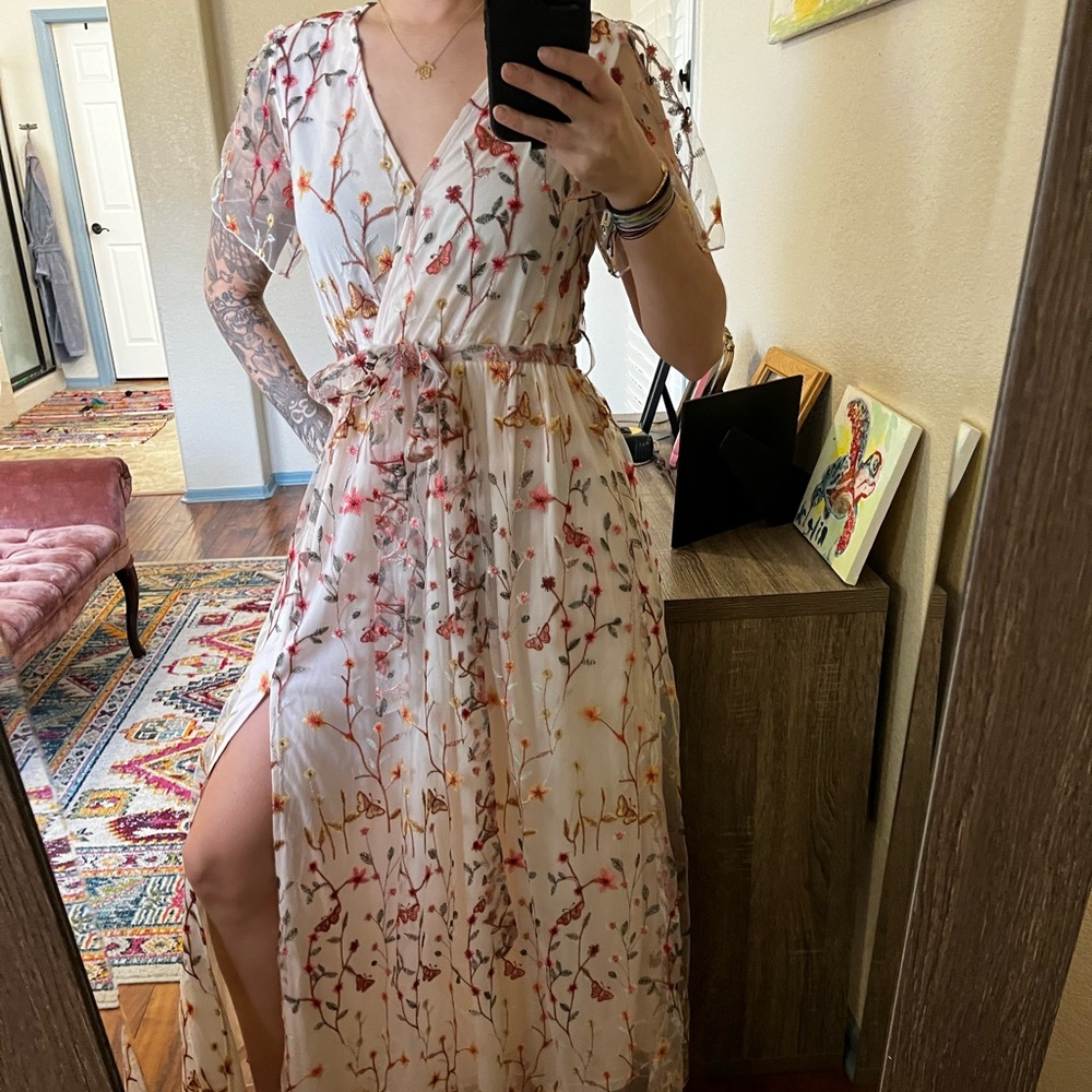Funky formal or cocktail dress. Long skirt. Simplee.